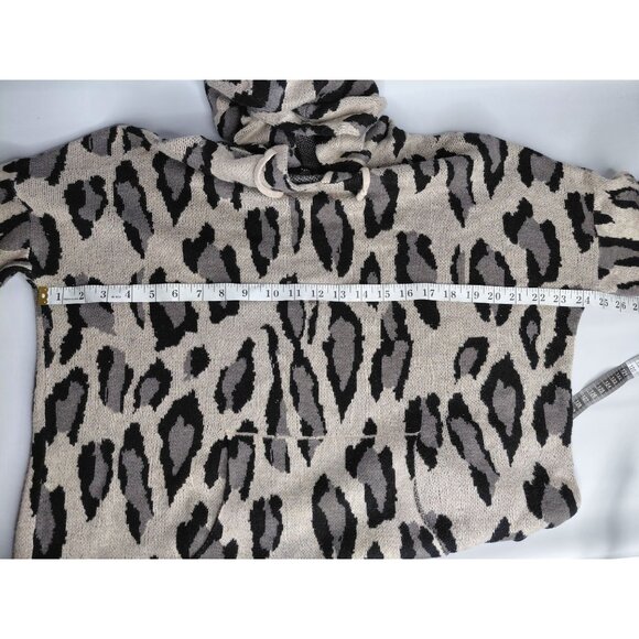 Fate Womens Large Leopard Print Knit Hoodie With Frayed Hem - Picture 9 of 10